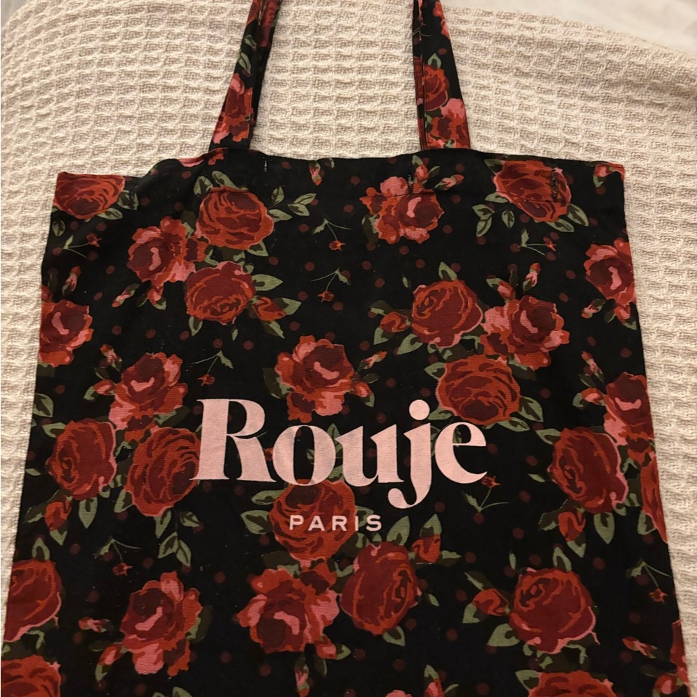 Rouje Paris Floral Tote Bag - Black and Red